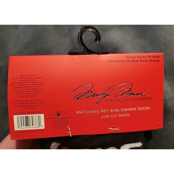 Marilyn Monroe Matching Owner and Pet Socks Red Black Love is a Four Legged Word - Picture 3 of 7